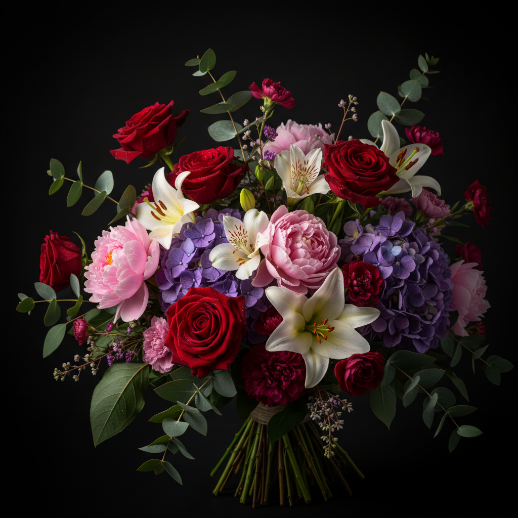 flowers on a black background